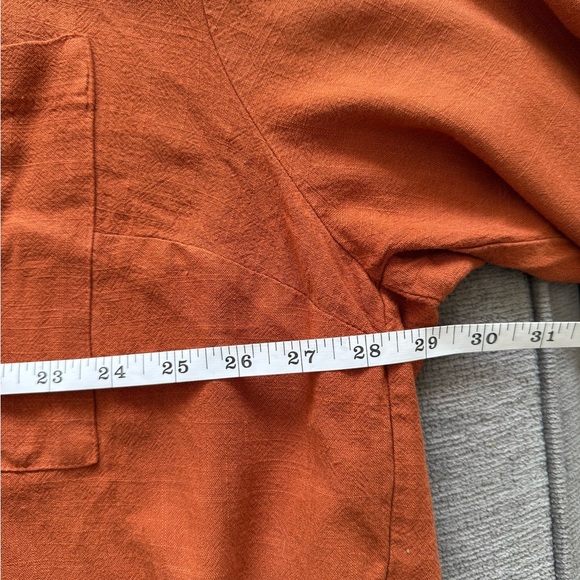 ASOS DESIGN Women’s Oversized Linen Blend Rust Button-Down Shirt Size 18 Fall - Picture 7 of 9